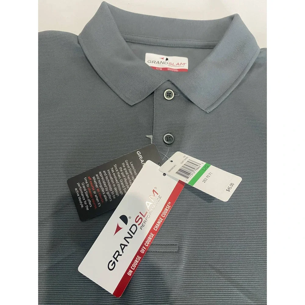 NEW Grand Slam Classic-Fit Airflow Performance Polo Quiet Shade LG - Picture 3 of 5
